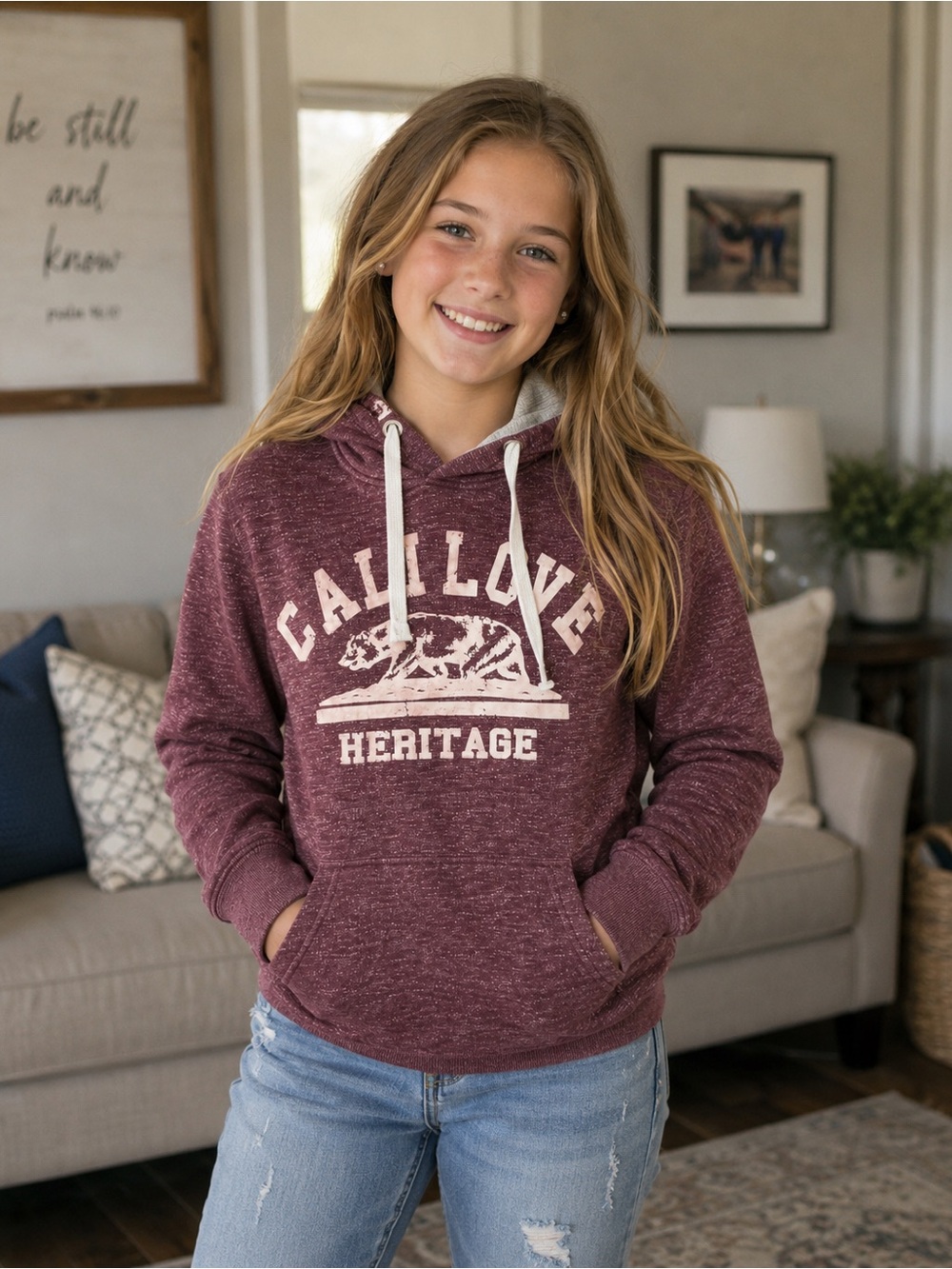 Cali Love Heritage Girls XL Maroon Hoodie Sweatshirt